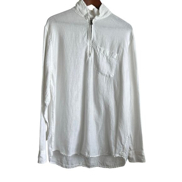 Abercrombie & Fitch Women Linen Tunic Top XL 1/4 Zip Preppy Coastal Beach Travel - Picture 1 of 12